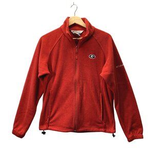 Columbia Georgia Dawgs UGA Jacket Womens Size Medium Red Fleece Full Zip Pockets